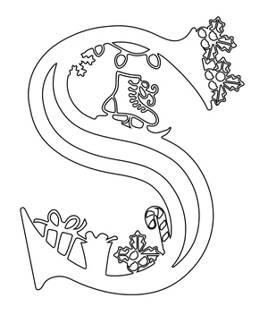 Página para Colorir Página para colorir da letra S do alfabeto de Natal