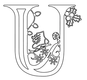 Página para Colorir Página para Colorir do Alfabeto de Férias de Natal - Letra U