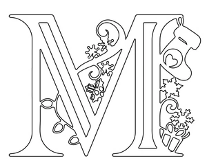 Página para Colorir Página para Colorir Letra M com Tema de Natal