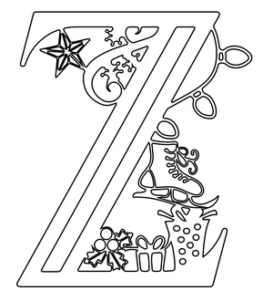 Página para Colorir Letra Z do Alfabeto com Tema de Natal