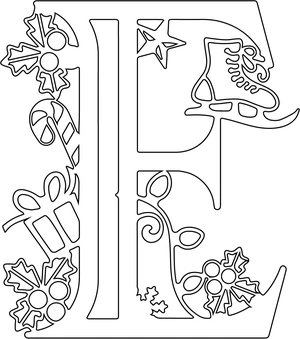 Página para Colorir Página para Colorir do Alfabeto de Férias: Letra E para o Natal
