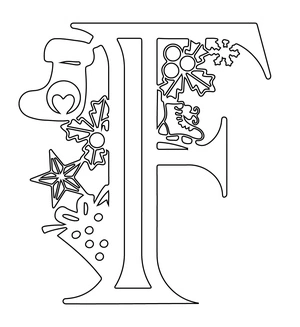 Página para Colorir Letra do alfabeto temática de Natal - F