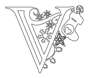 Página para Colorir Página para colorir do alfabeto natalino com a letra V