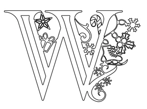 Página para Colorir Alfabeto do País das Maravilhas de Inverno Letra W