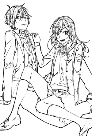 Página para Colorir Izumi Miyamura e Kyouko Hori da série Horimiya