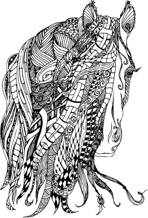Página para Colorir Mandala do Rosto de um Cavalo