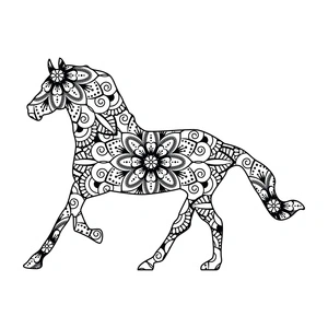 Página para Colorir Mandala de um Cavalo Correndo