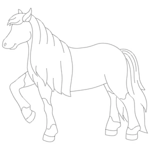 Página para Colorir Atividade de Contorno do Cavalo Alegre
