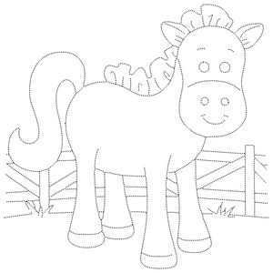 Página para Colorir Página para Colorir Cavalo de Desenho Animado com Contorno