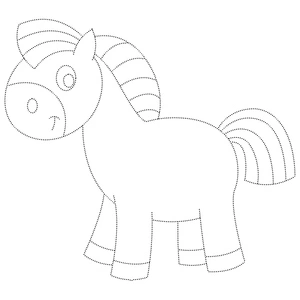Página para Colorir Folha de Exercícios de Contorno com Cavalo Pequeno