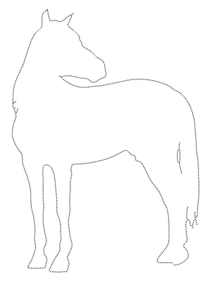Página para Colorir Folha de Exercícios de Contorno para Cavalos