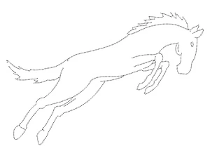 Página para Colorir Folha de Exercícios de Contorno para Cavalo Saltador