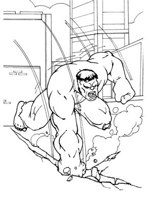Página para Colorir Aventura Destruidora do Hulk