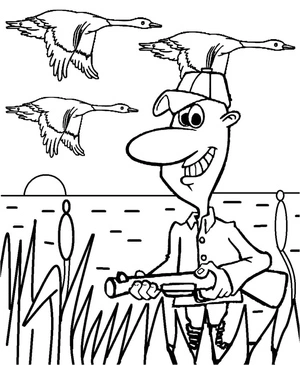 Página para Colorir Caçando Patos