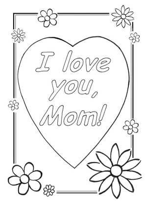 Página para Colorir Cartão expressando amor pela mamãe