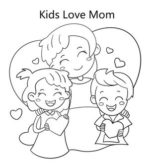 Página para Colorir Crianças Adoram Mamãe