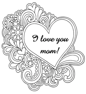 Página para Colorir Página para Colorir "Eu Amo Você Mamãe" para Imprimir Grátis