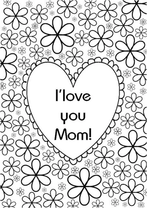 Página para Colorir Mamãe, Eu Te Amo - Página para Colorir Printable