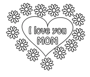 Página para Colorir Página para Colorir para Imprimir: Eu Amo Minha Mãe