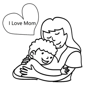 Página para Colorir Página para Colorir "Eu Amo Mamãe" para Imprimir
