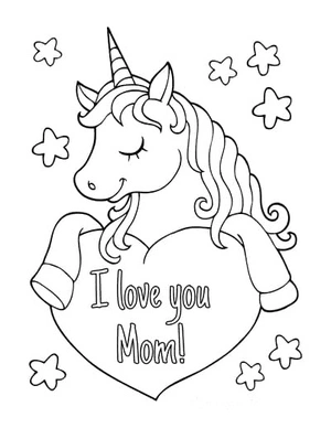 Página para Colorir Página para Colorir "Eu Amo Você Mamãe" para Imprimir - Download Grátis
