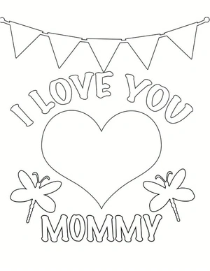 Página para Colorir Eu Amo Você, Mamãe - Para Imprimir