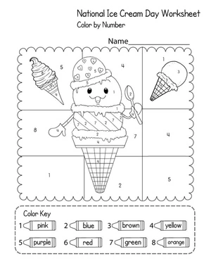 Página para Colorir Página para Colorir de Sorvete Adorável por Números