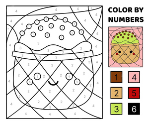 Colorir por Número Sorvete Verde Squishmallow