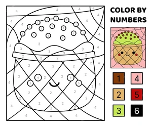 Página para Colorir Colorir por Número Sorvete Verde Squishmallow