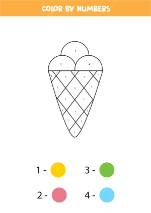 Página para Colorir Colorir por Número Casquinha de Sorvete