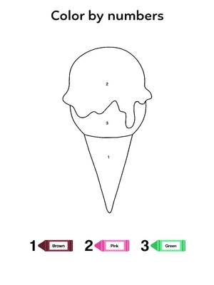 Página para Colorir Colorir por Número: Design de Sorvete