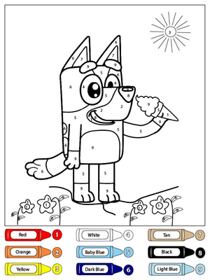Colorir por Número: Bluey Curtindo Sorvete