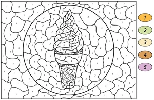 Página para Colorir Colorir por Número: Sorvete Edição Incrível