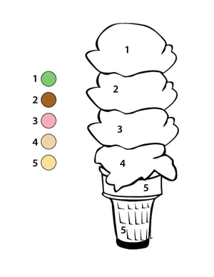 Página para Colorir Incrível Pintura por Números de Sorvete