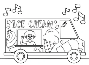 Página para Colorir Van de Sorvete Chill