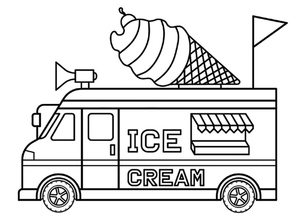Página para Colorir Caminhão de Sorvete - Folha 13