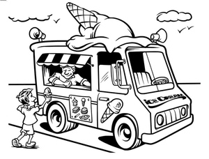 Página para Colorir Caminhão de Sorvete - Folha 14