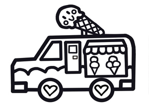 Página para Colorir Caminhão de Sorvete - Folha 19