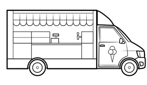 Página para Colorir Caminhão de Sorvete - Página 1