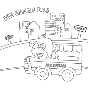 Macaco Dirigindo um Caminhão de Sorvete