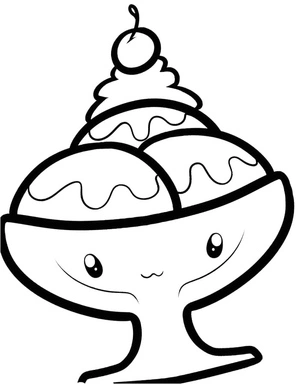 Página para Colorir Sorvete Fofo