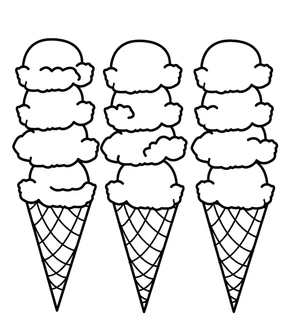 Página para Colorir Três Sorvetes