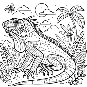 Página para Colorir Iguana Animal