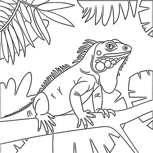Página para Colorir Página para Colorir de Iguana Grátis