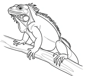 Página para Colorir Iguana empoleirada em uma árvore