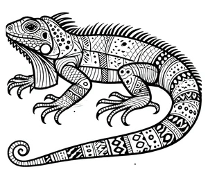 Página para Colorir Iguana Zentangle