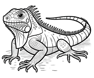 Página para Colorir de Iguana para Crianças - Para Imprimir