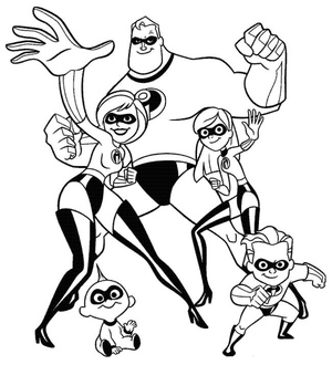 Contorno de uma Família Incrível para Colorir