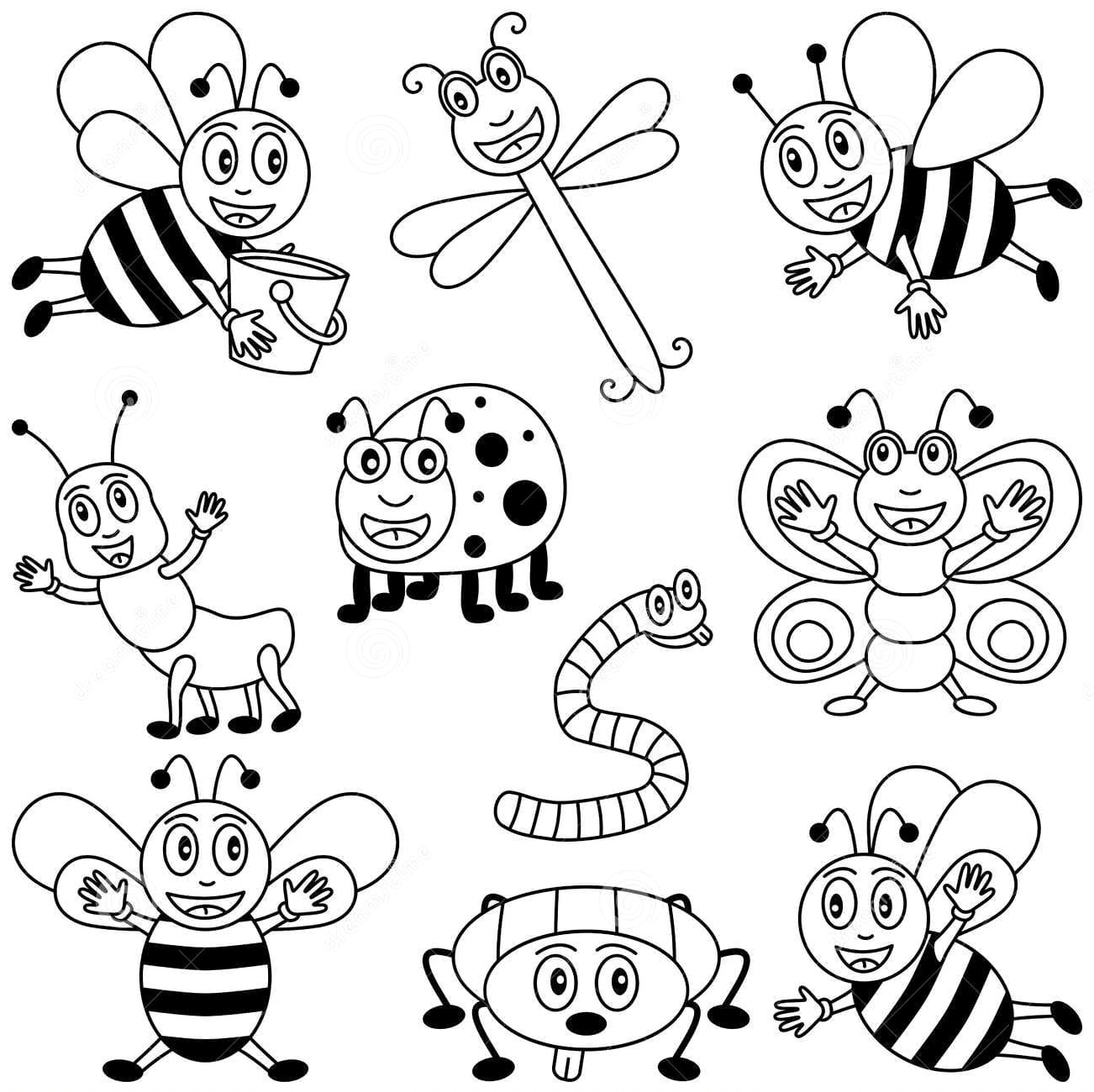 Páginas para Colorir de Inseto (5 PDFs Gratuitos para Imprimir)
