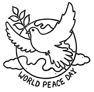Página para Colorir Dia Internacional da Paz com Dove